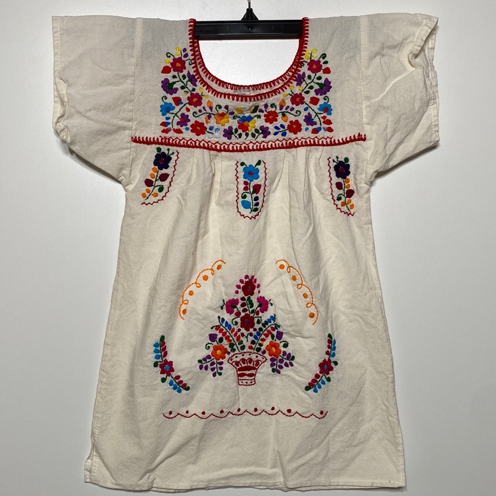 “Mi Bebe” Mexican Embroidered Tradition Cotton Tehuacán Dress